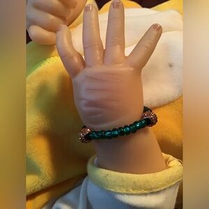 Handcrafted New Baby Bracelet Blue and Bronze